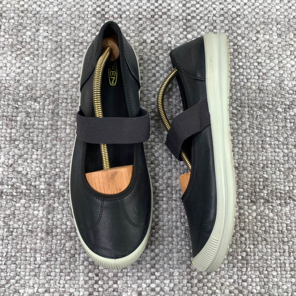 KEEN Lorelai Slip-On Women 11 Black Leather Elastic Strap Shoes 1021855